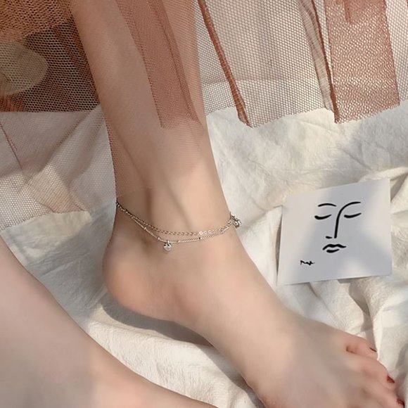 NEW 925 Sterling Silver Diamond Heart Anklet - Picture 6 of 6